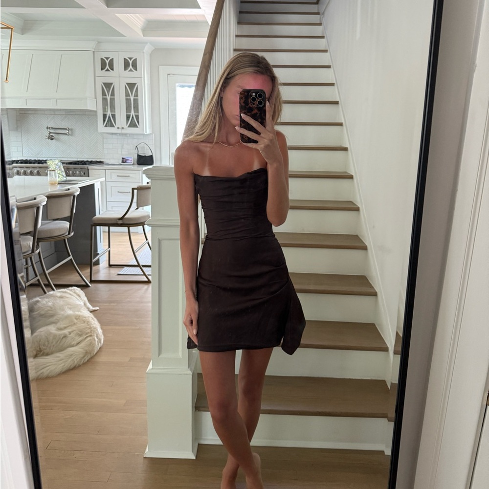Brown house of cb jasmine mini dress